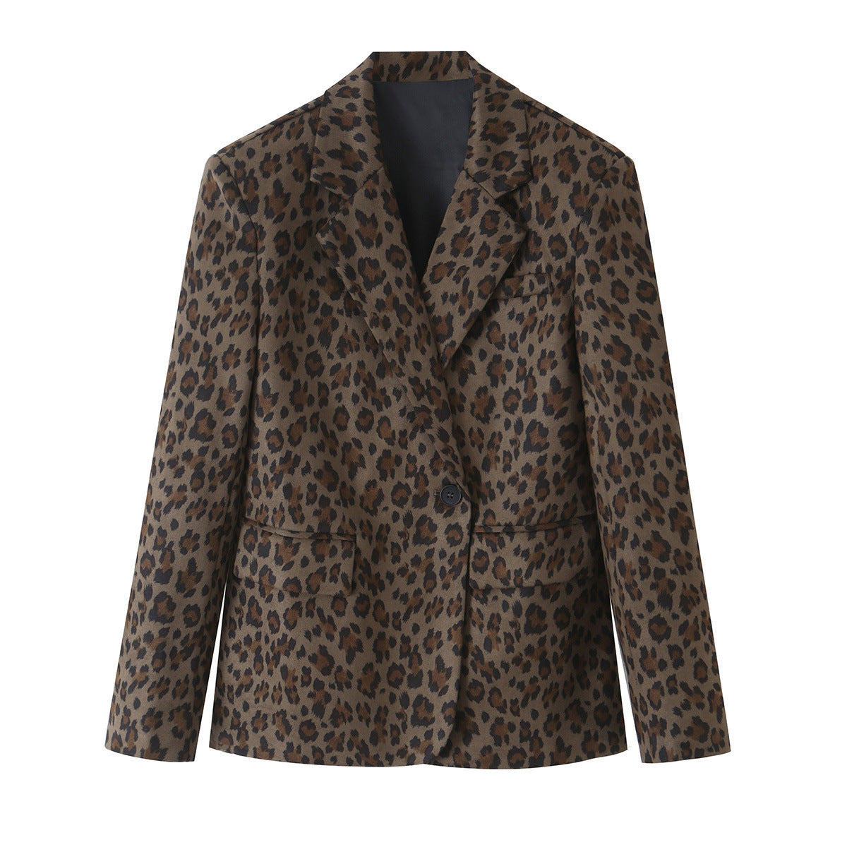 Women's Fitted Blazer in Leopard Print with Lapels and Flap Pockets Fashion Glam