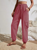 Women's Lightweight Cargo Jogging Pants with Drawstring, Elastic Waistband and Elastic Cuffs Fashion Glam