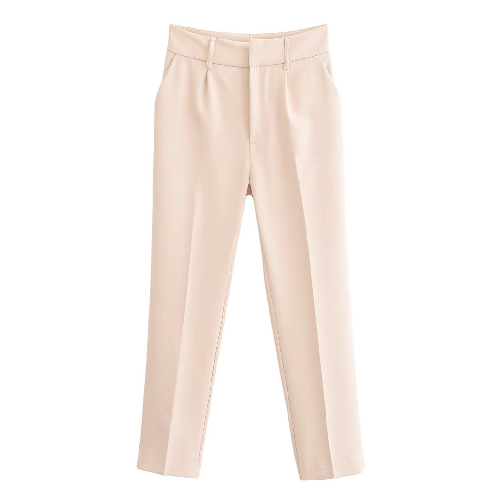 Women slim fit suit trousers with crease and elastic waistband Fashion Glam