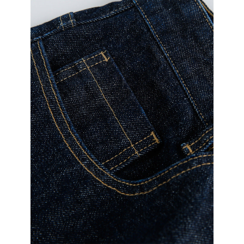 Women High-Waist Straight-Leg Raw-Denim Jeans with Relaxed Fit and Five-Pocket Design Fashion Glam