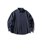 Unisex Oversize shirt in pinstripe look with breast pocket and rounded hem Fashion Glam