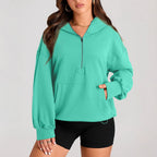 Women's Oversize Half-Zip Hoodie with Kangaroo Pocket Fashion Glam