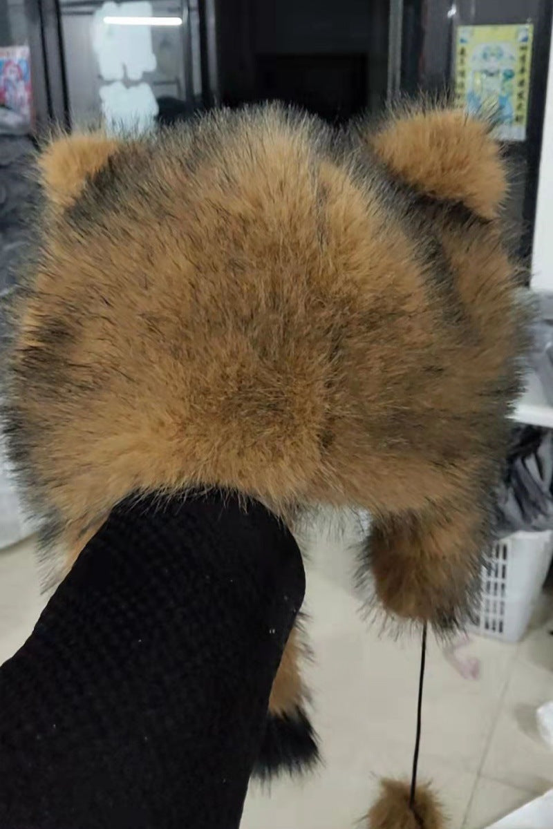 Women's winter hat with ear flaps, pom pom and animal ears made of high-quality faux fur Fashion Glam