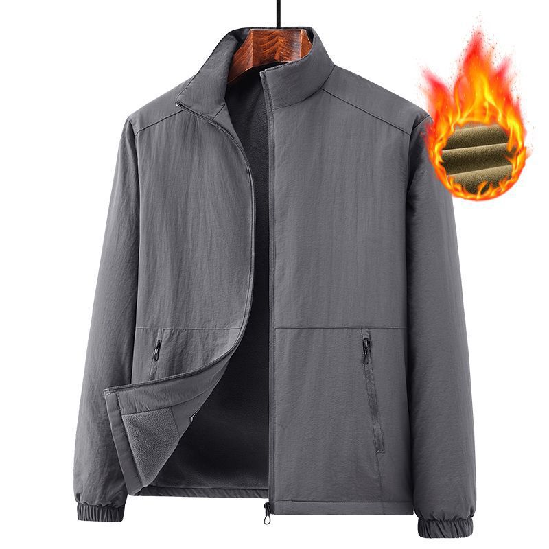 Men's lightweight windproof fleece jacket with stand-up collar and zip pockets Fashion Glam