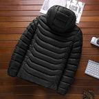 Men's ultralight quilted down jacket with hood, wind-resistant outer shell and packing function Fashion Glam
