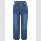 Women High-Waisted Cropped Jeans with Wide Straight-Leg Fit Fashion Glam