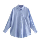 Women's Oversized Shirt Blouse made of Linen Blend with Dropped Shoulder and Chest Pocket Fashion Glam