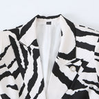 Women’s Statement Zebra Blazer with Lapel Collar and Tailored Silhouette Fashion Glam
