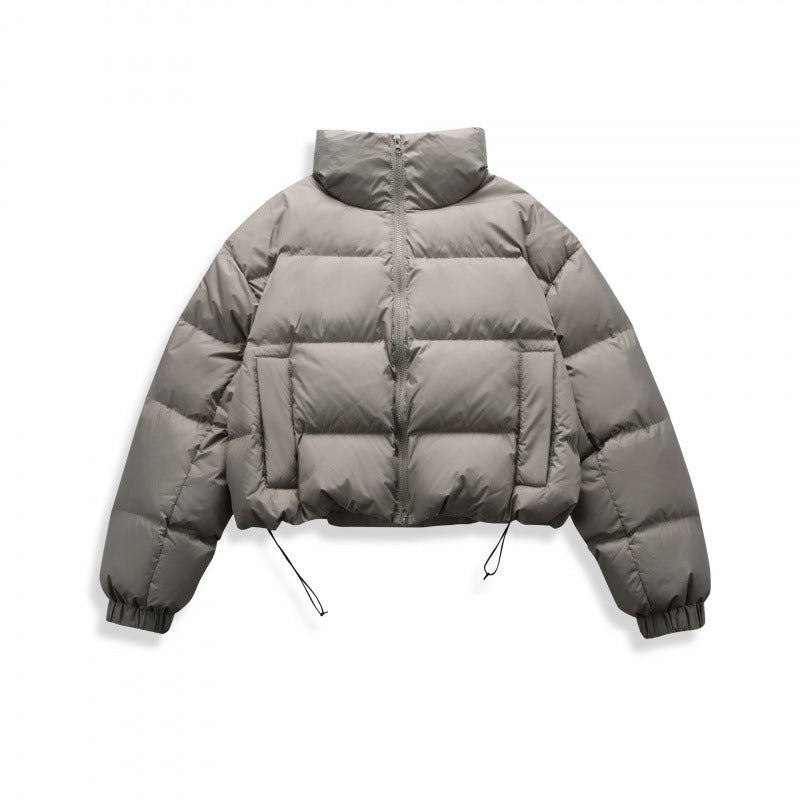 Women's short quilted winter jacket in cropped style with high stand-up collar Fashion Glam