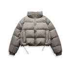 Women's short quilted winter jacket in cropped style with high stand-up collar Fashion Glam