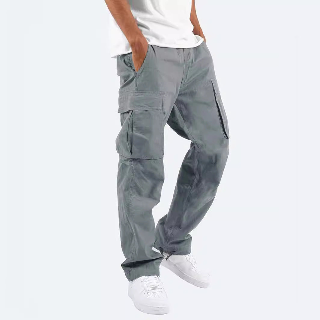 Men's casual cotton cargo pants with multi-pockets and adjustable hem Fashion Glam