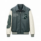 Men's Retro Style Letterman Jacket with Faux Leather Body and Suede Sleeves Fashion Glam