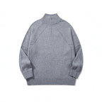 Unisex Knit Half-Zip Sweater with High Ribbed Collar and Raglan Sleeves Fashion Glam