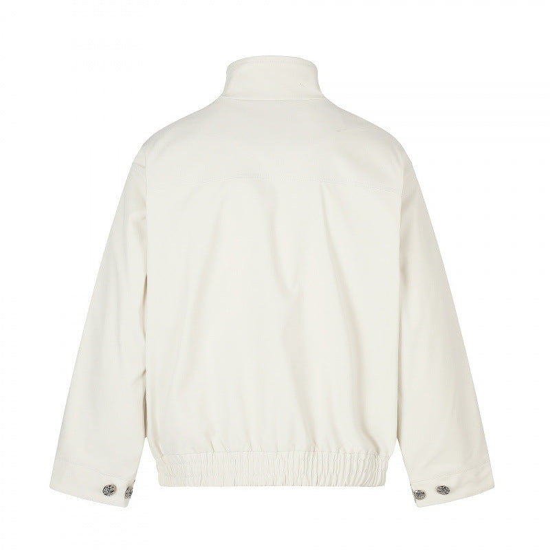 Unisex short jacket in boxy cut with stand-up collar, patch pockets, and elastic hem Fashion Glam