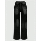 Women's Wide Vintage Jeans with High Waist and Used Wash Fashion Glam