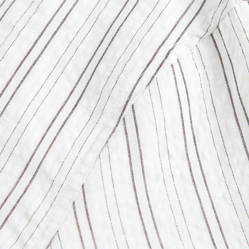 Unisex Striped Overshirt Jacket with Shirt Collar and Concealed Zipper Fashion Glam