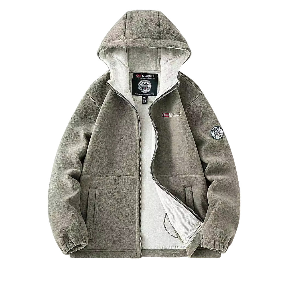 Women's Hooded Fleece Jacket with Teddy Lining and Full Zip Fashion Glam