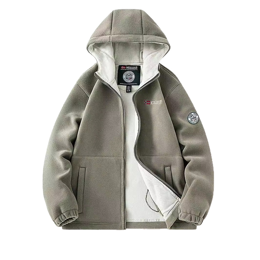 Women's Hooded Fleece Jacket with Teddy Lining and Full Zip Fashion Glam