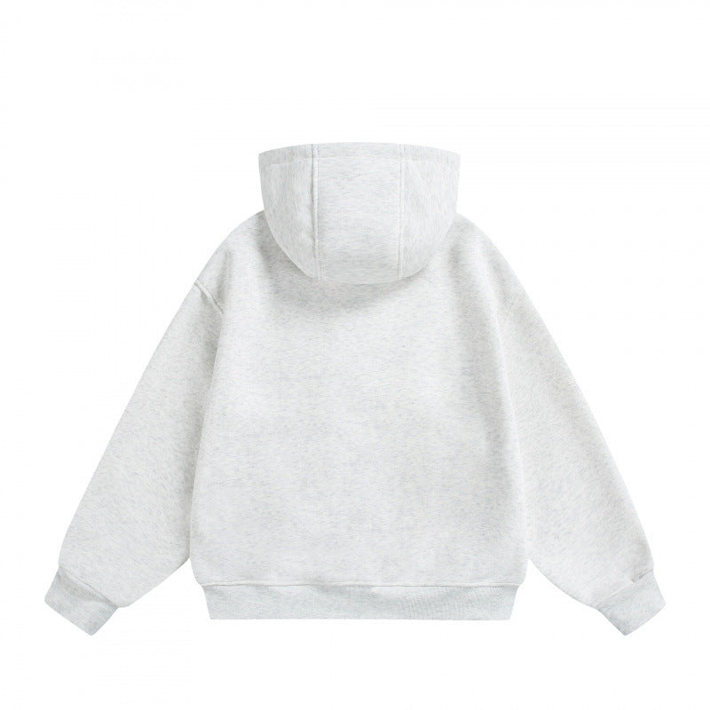 Unisex Boxy Hoodie Jacket with Two-Way Zipper and Geometric Seam Details Fashion Glam