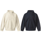 Men's Boxy Hoodie with Half Zipper, Reinforced Placket and Clean Minimal Design Fashion Glam