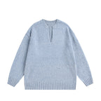 Unisex Oversize Fleece Sweater with V-Slit Collar and Boucle Look Fashion Glam