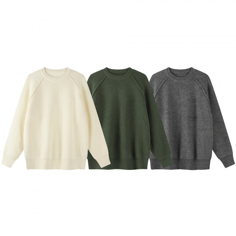 Unisex Oversize Fine Knit Sweater with Round Neck, Raglan Sleeves and Ribbed Cuffs Fashion Glam