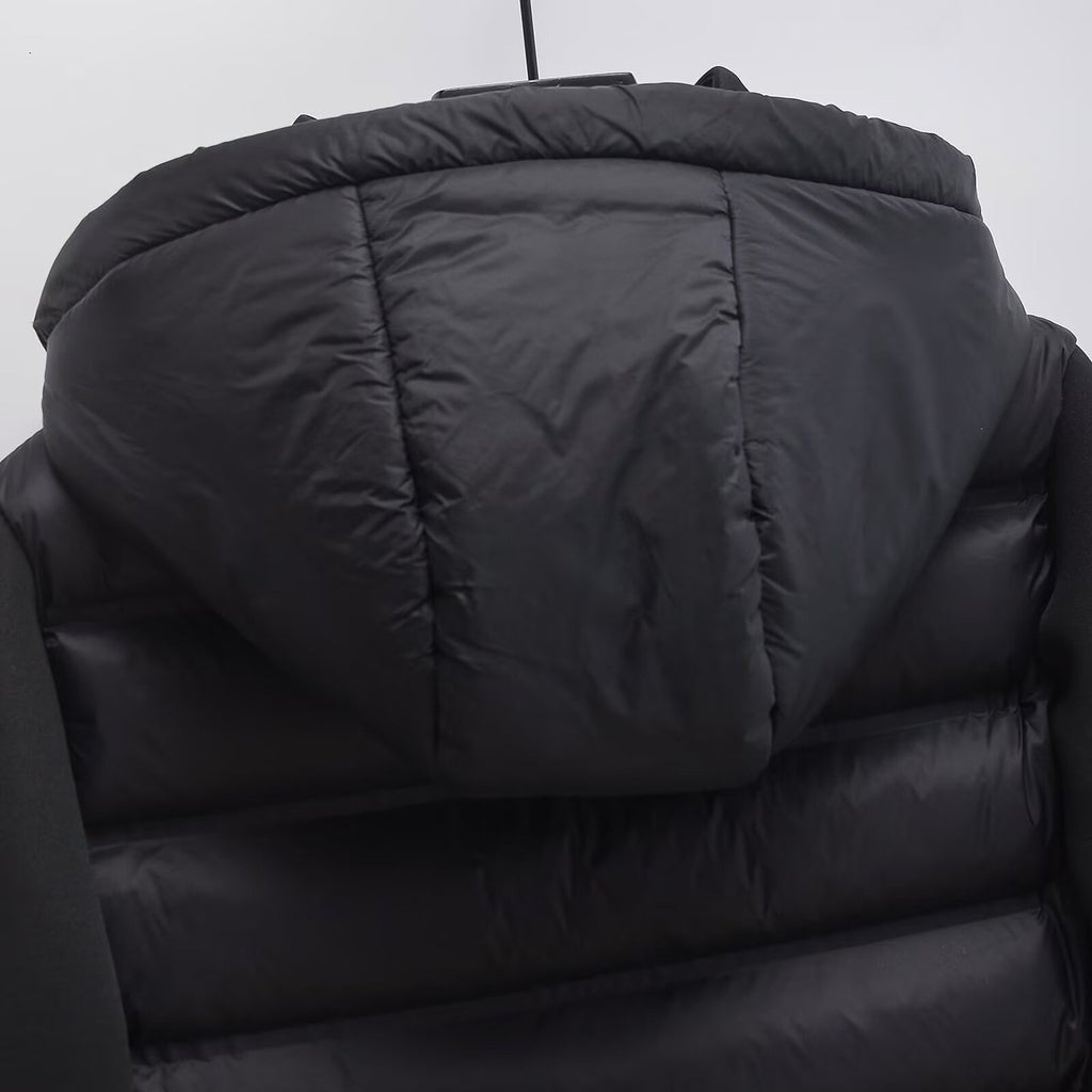 Women's Cropped Quilted Hybrid Padded Jacket with Hood Fashion Glam