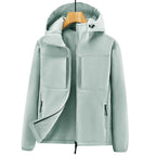 Men's Thermo Softshell Jacket with Sherpa Lining, Hood and Concealed Zipper Pockets Fashion Glam