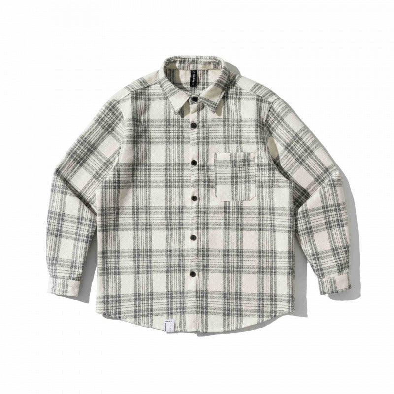 Unisex Boxy Checked Flannel Overshirt with Soft Nap and Chest Pocket Fashion Glam