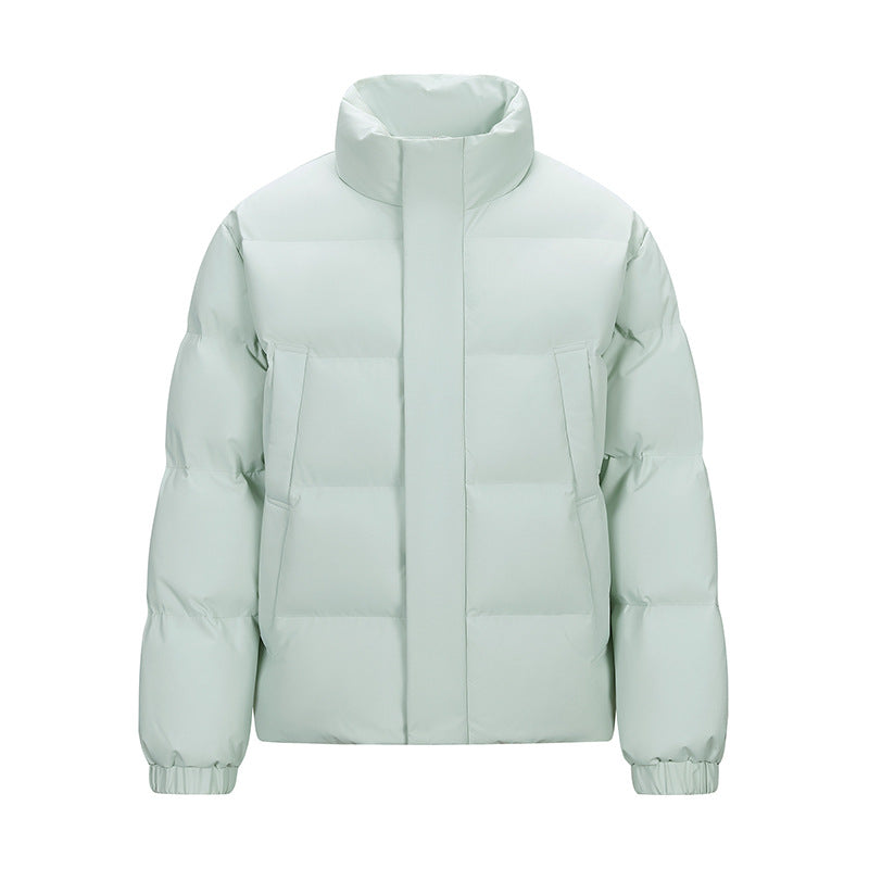 Men's Padded Quilted Jacket with High Stand-Up Collar and Concealed Zip Fashion Glam