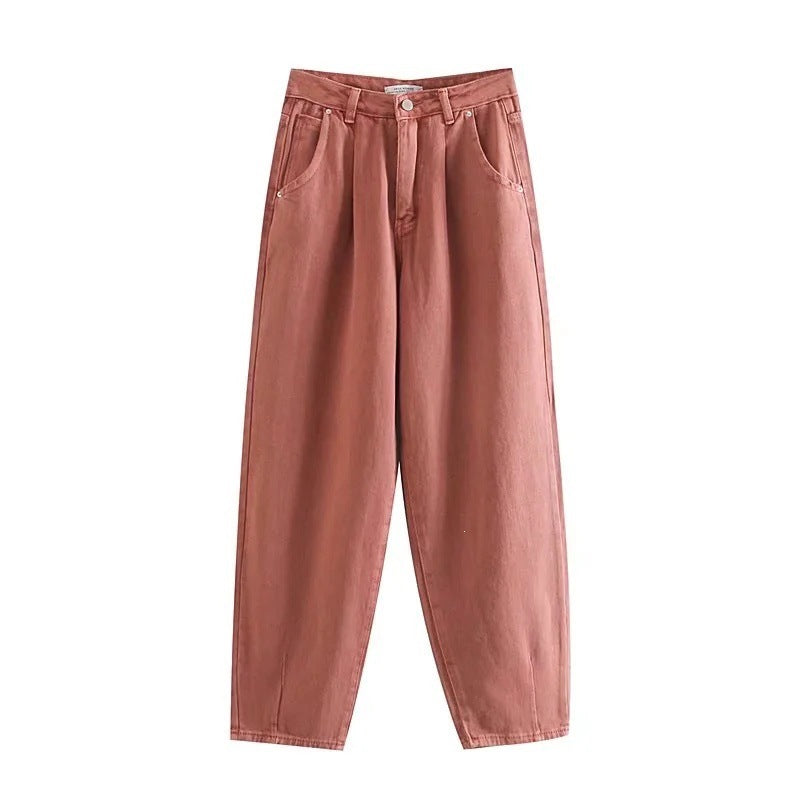Women's High-Waisted Tapered Pants with Front Pleats and Relaxed Fit Fashion Glam
