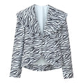 Women's Short Blazer with Oversized Shawl Collar and Zebra Print Fashion Glam