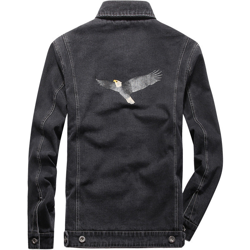 Men's denim jacket with patch pockets and worn effects Fashion Glam