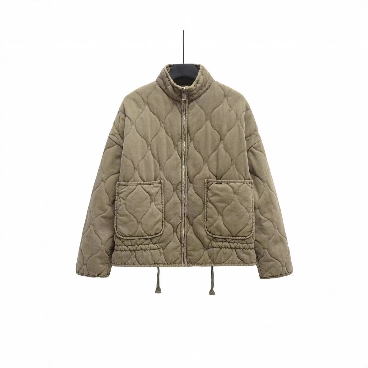 Women’s quilted jacket with stand-up collar, cushion quilting and drawstring Fashion Glam