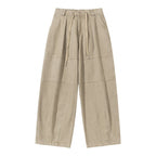 Women's Wide High-Waist Pleated Culotte Pants with Drawstring and Seams Fashion Glam