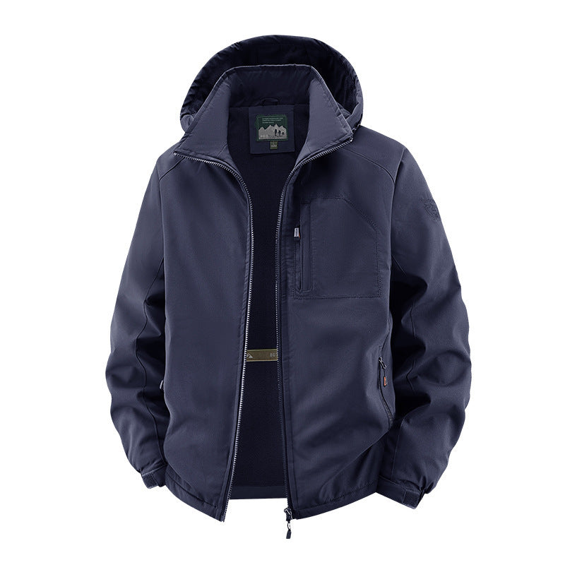 Men's Windproof Softshell Thermal Jacket with Fleece Lining and Hood Fashion Glam