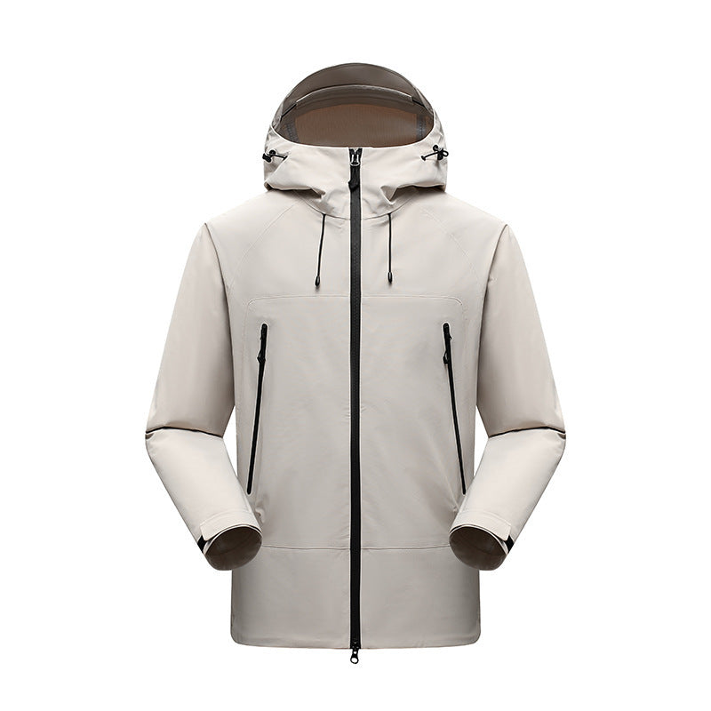 Men's Minimalistic technical three-layer softshell jacket with sealed seams and waterproof front zipper Fashion Glam