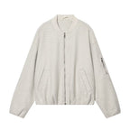 Women's Boxy Bomber Jacket made of Sweat Material with Zipper and Arm Pocket Fashion Glam