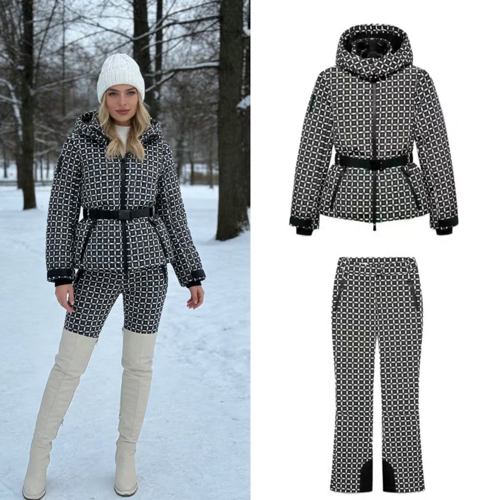 Women's Patterned Stretch Jogging Pants with Flared Leg, Elastic Drawstring Waistband and Zipper Pockets Fashion Glam