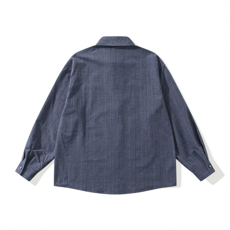 Unisex Oversize shirt made of structured wool blend with check pattern and decorative chest pocket Fashion Glam