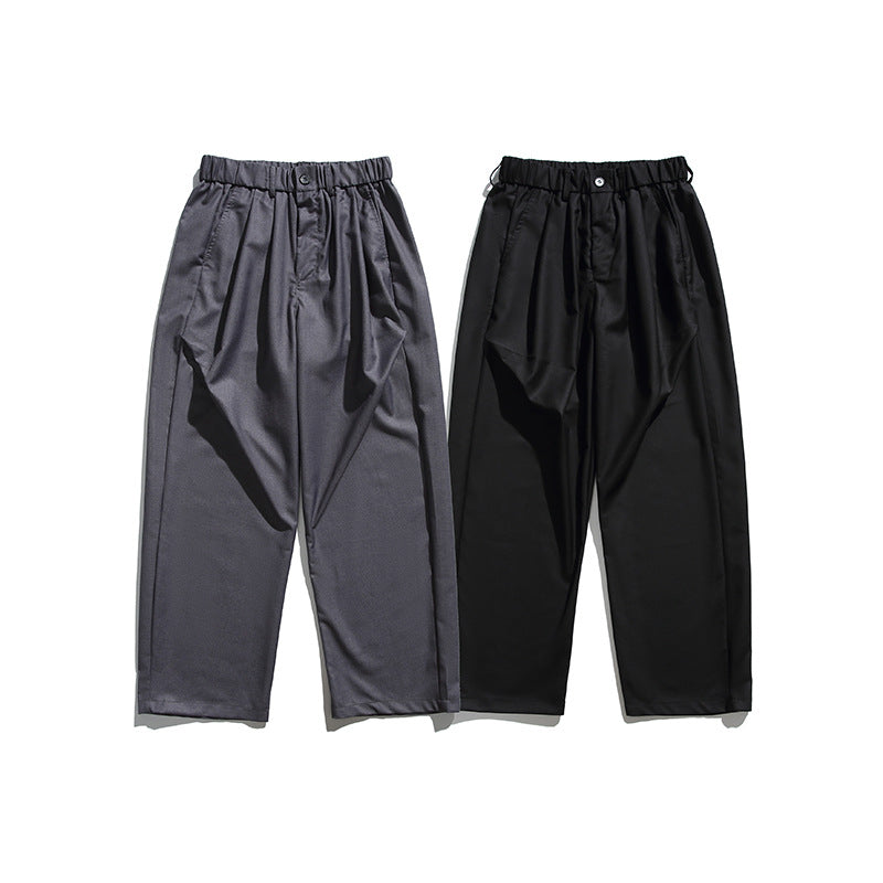 Men's wide pleated pants with elastic drawstring waistband and cropped cut Fashion Glam