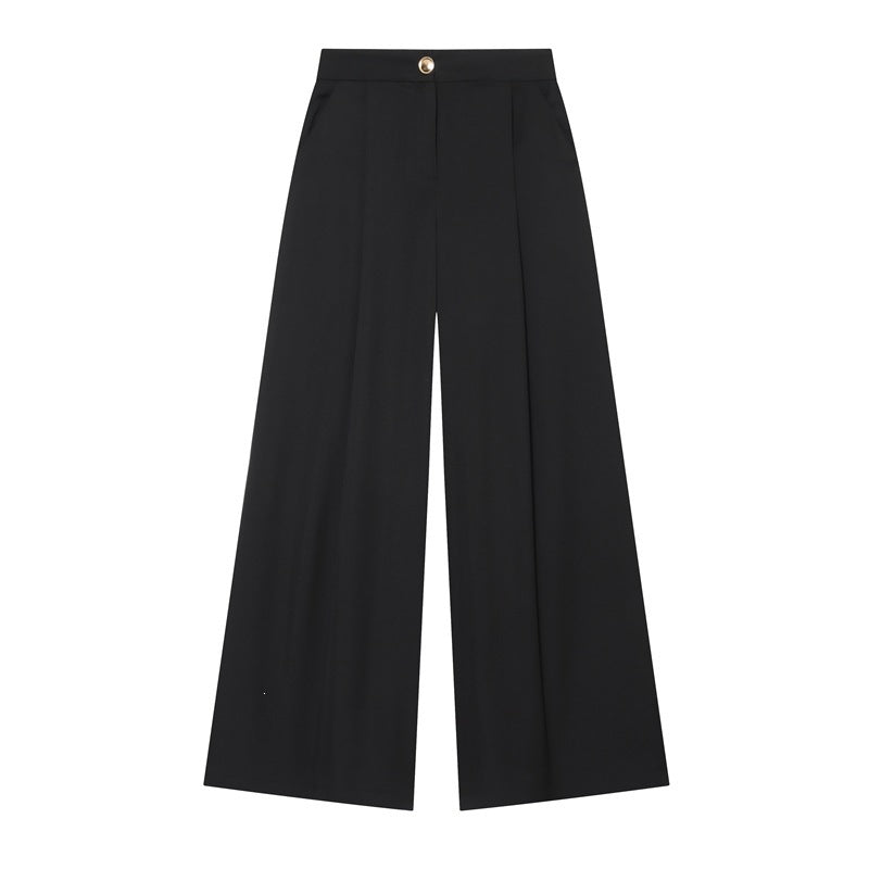 Women's Wide-Cut Palazzo Trousers with High Waist and Crease Fashion Glam