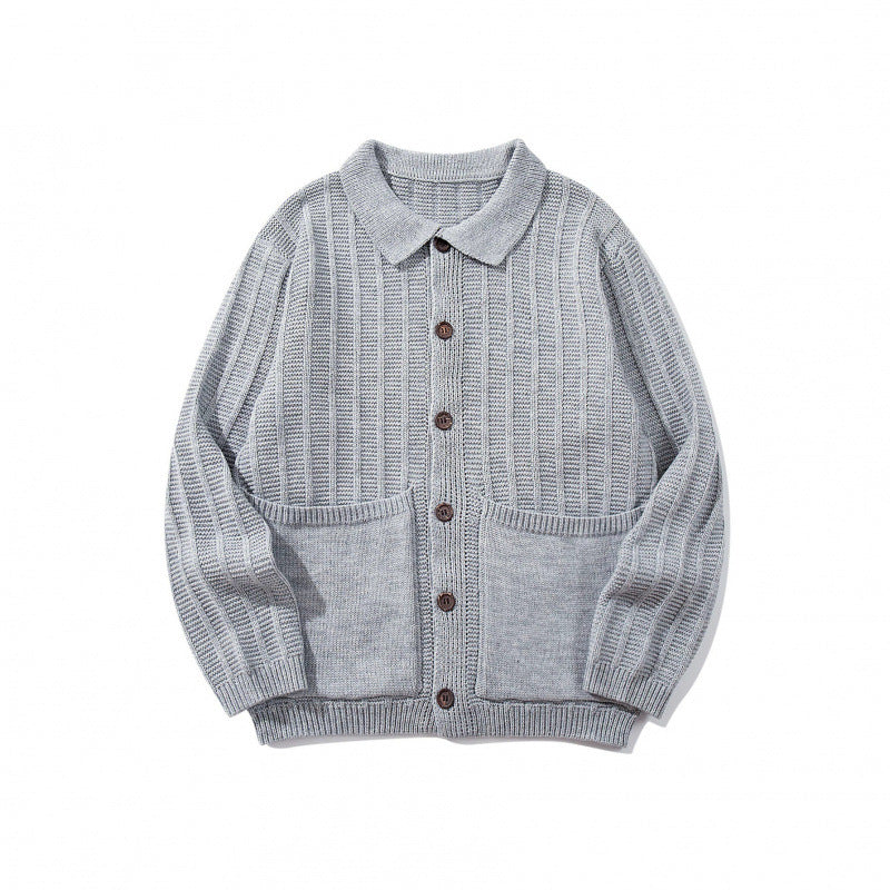 Unisex Chunky Knitted Shirt Jacket with Kent Collar, Button Placket and Patch Pockets Fashion Glam