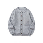 Unisex Chunky Knitted Shirt Jacket with Kent Collar, Button Placket and Patch Pockets Fashion Glam