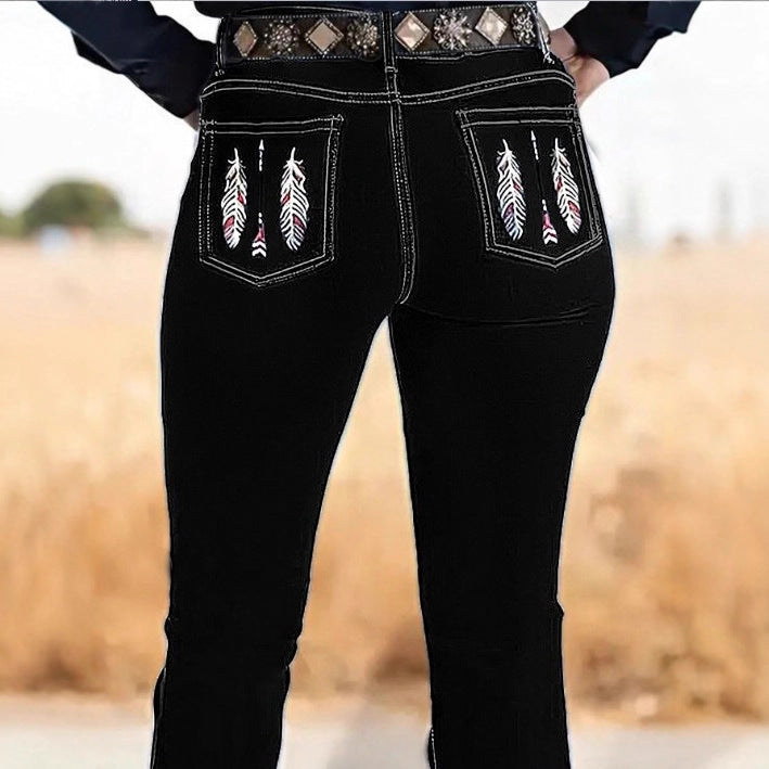 Women's high-waisted bootcut jeans in Western style with sculpting fit Fashion Glam