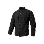 Men's Light Shirt Jacket in Utility Style with Patch Chest Pockets and Button Placket Fashion Glam