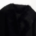 Women Elegant Wool Coat with Large Faux Fur Collar and Tie Belt Fashion Glam