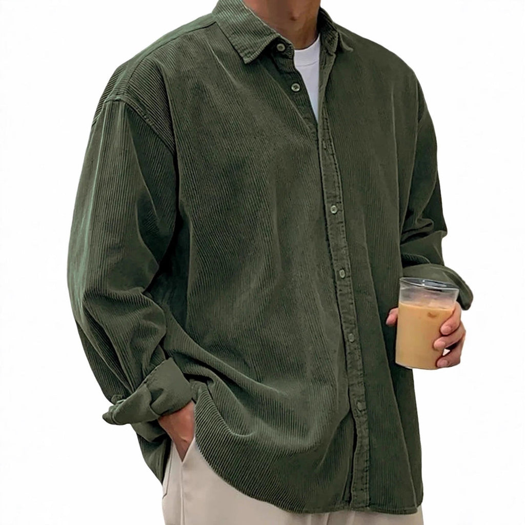 Men's casual cord shirt made of fine ribbed fabric with oversized fit Fashion Glam