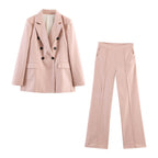Women Wide High-Waist Suit Pants with Crease and Side Pockets Fashion Glam