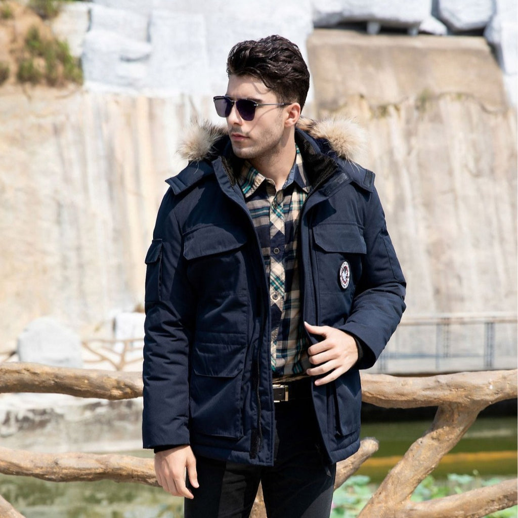 Men's insulated field parka with detachable faux fur collar and multiple pockets Fashion Glam